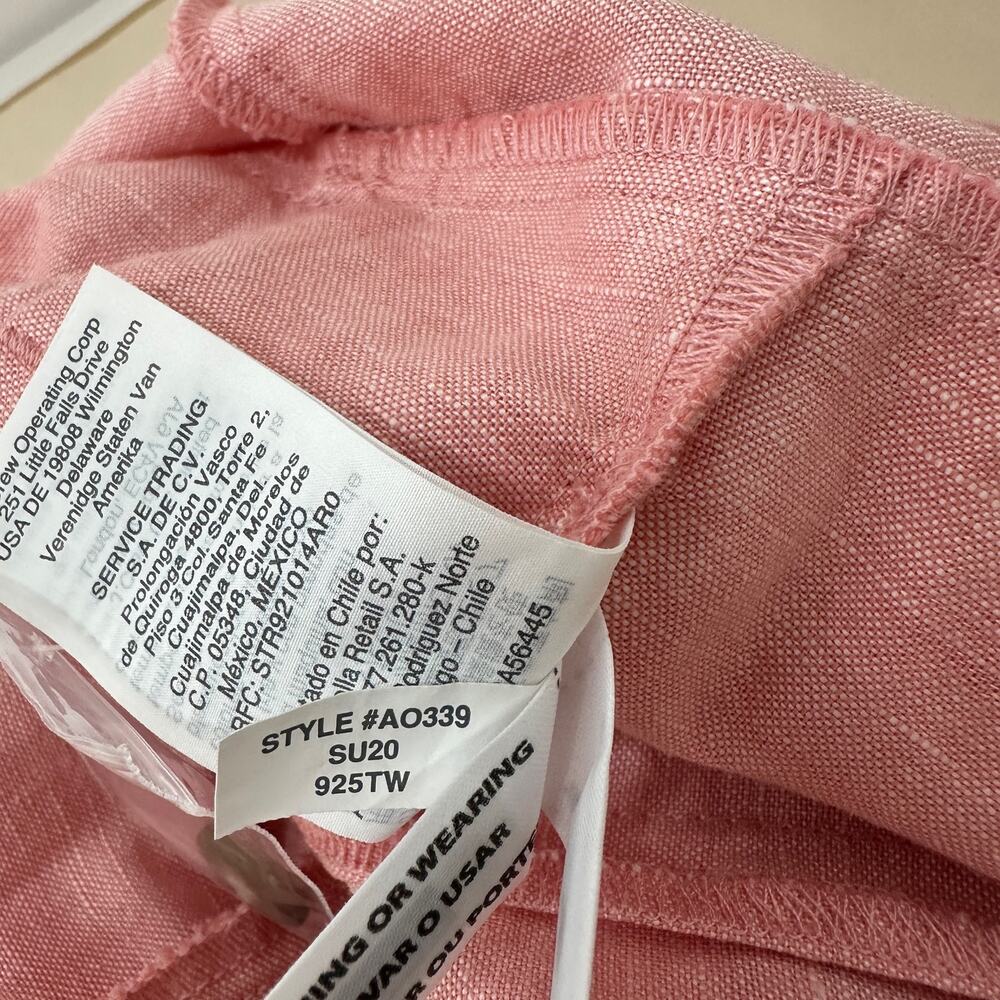 NEW Madewell Linen Blend Puff Sleeve Tassel Tie Jumpsuit Relaxed Fit Pink XXS - Picture 9 of 16